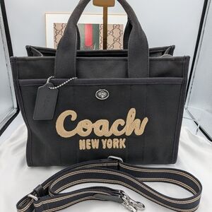 Coach Black and Gold Canvas Tote